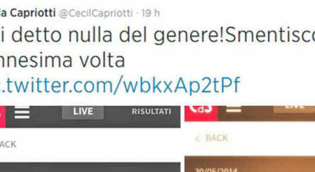 Il tweet di Cecilia Capriotti