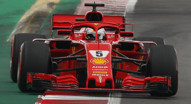 La Ferrari SF71H di Sebastian Vettel a Montmelò