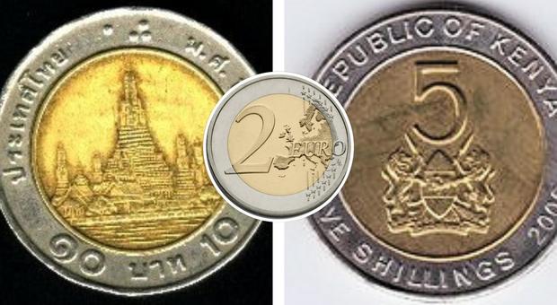 Truffa dei due euro, antica ma sempre attuale: occhio al resto in monete dalla Thailandia o del Kenya