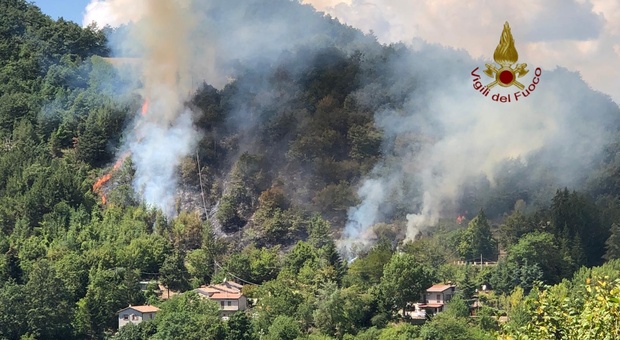 Pietralunga, bosco in fiamme a rischio alcune abitazioni, in azione i vigili del fuoco