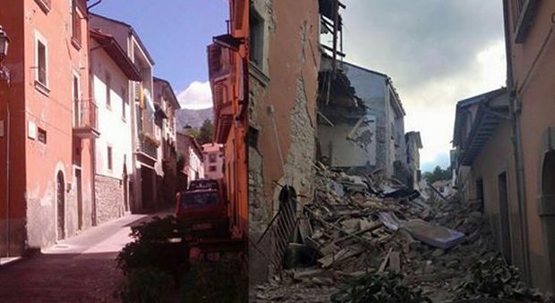 La casa di Angelo Catena prima e dopo il terremoto del24 agosto