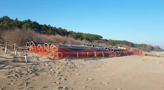 Maxi-tubi sulle dune, gli ambientalisti: «Grave danno per la nostra spiaggia»