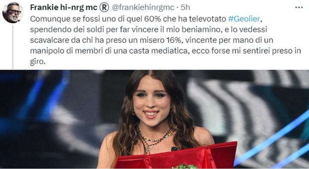 Frankie hi-nrg: «Angelina Mango vincente per merito della casta mediatica». Lei: «Mi dispiace»