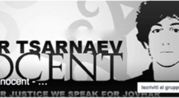 La Facebook cover del gruppo chiuso che proclama l'innocenza di Tsarnaev