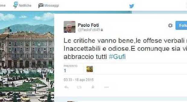 Avellino, il sindaco si scatena su Twitter: «Vi abbraccio, gufi»