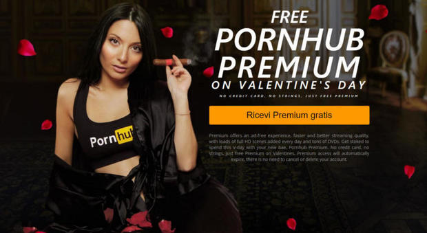 Pornhub fa gli auguri ai single per San Valentino: solo per oggi tutto gratis