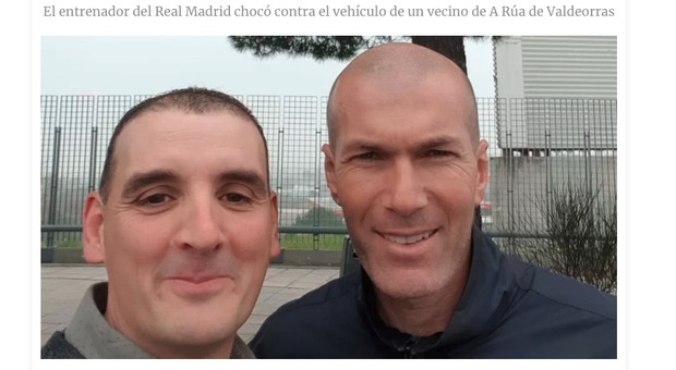 Tamponato alla guida, scende e si accorge che l'auto è di Zidane. E gli chiede un selfie FOTO