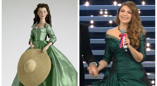 Da Barbie a Rossella O’Hara, il vestito di Cristina D’Avena a Sanremo scatena il web