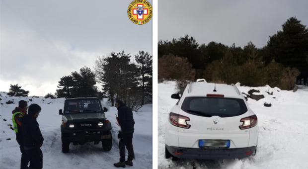 Coppia sale sull'Etna con l'auto per ammirare la neve: bloccati per ore con il figlio di 5 mesi