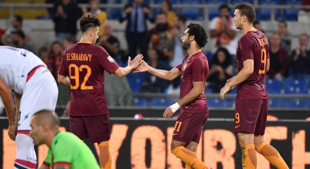 La Roma liquida 4-0 il Crotone: El Shaarawy, Salah e doppietta di Dzeko