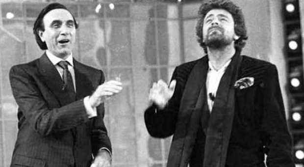 Pippo Baudo e Beppe Grillo insieme negli anni 80