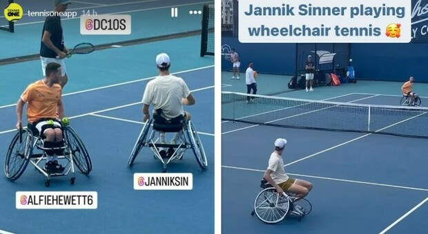 Jannik Sinner gioca a tennis in carrozzina con il numero 1 al mondo: «Voleva capire quanto è difficile»