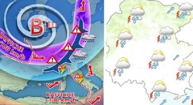 Allerta meteo rossa: in Fvg in arrivo temporali e vento forte, acqua alta e mareggiate