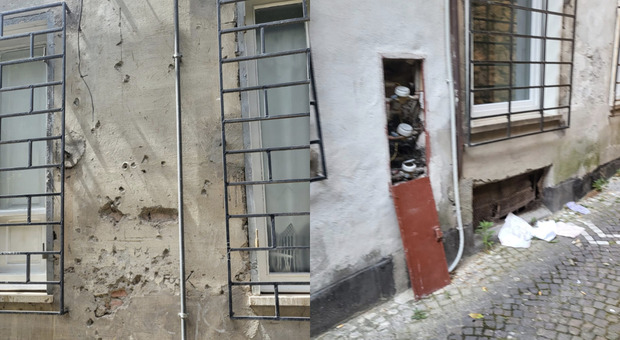 Vandali nel centro storico di Frosinone, sassi contro i muri e danni ai contatori