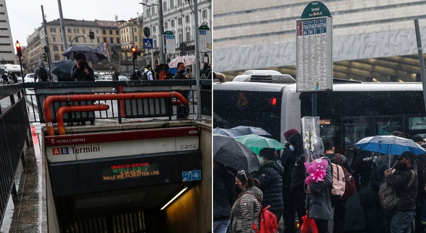 Maltempo a Roma, si allaga Termini: chiusa la stazione della metro