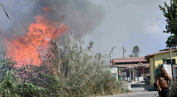 Fiumicino, canneto in fiamme: a rischio alcune abitazioni di Passo della Sentinella