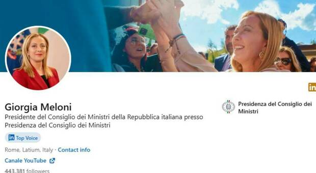 Il profilo LinkedIn della presidente del Consiglio dei ministri, Giorgia Meloni