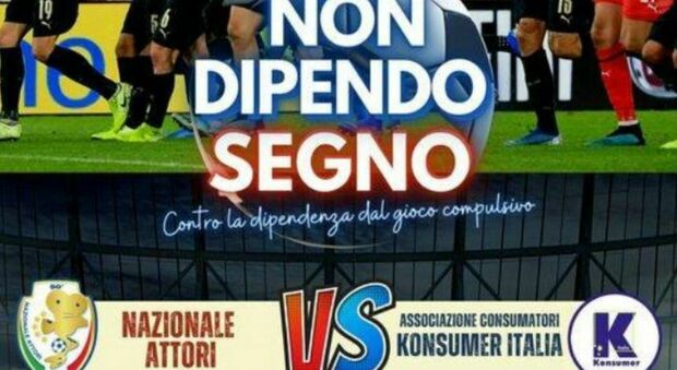 Partita del cuore sabato 29 aprile a Zagarolo, Nazionale attori vs Konsumer: “Non dipendo, segno”, contro la dipendenza dal gioco compulsivo