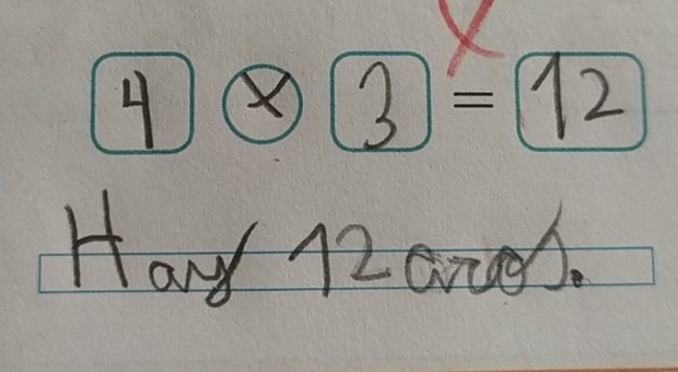 Perché questo esercizio di matematica è sbagliato? La maestra corregge il bambino, la mamma non capisce l'errore