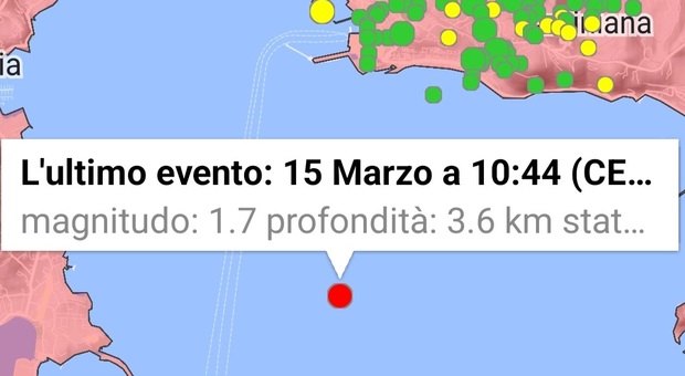 Campi Flegrei, scossa di terremoto di magnitudo 1.7 con epicentro in mare