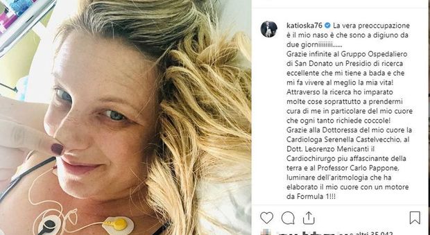 Katia Follesa ricoverata in ospedale: «Il mio cuore richiede coccole»