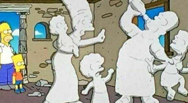 I Simpson in versione "calchi" di Pompei