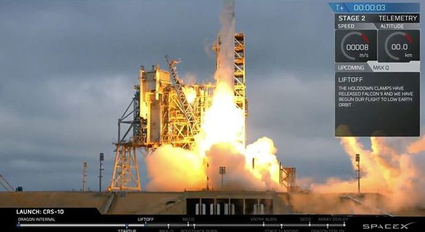 La partenza del Falcon 9 dalla base di cape Canaveral