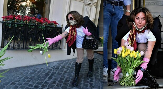 Lady Gaga saluta Roma: «Sono orgogliosa di essere italiana». E lancia tulipani gialli ai fan