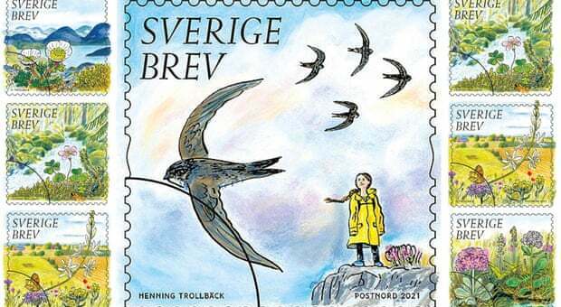 Greta Thunberg nel nuovo francobollo delle poste svedesi