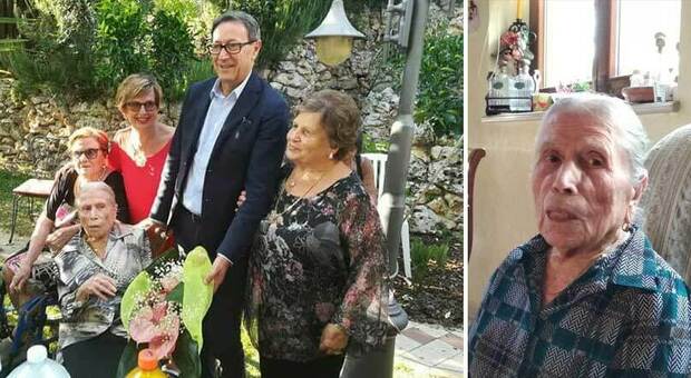 Emma Rossi con l'ex sindaco Piunti per la festa centenaria
