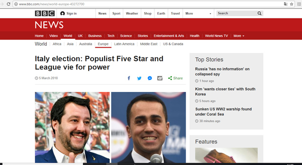 Screenshot sito BBC