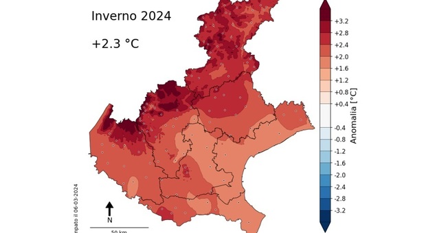 Meteo in Veneto, temperature anomale nell'inverno 2024
