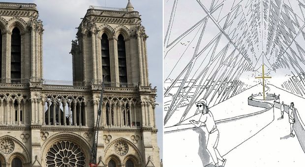 Notre-Dame, l'idea di un tetto in cristallo. E arriva una mini-cattedrale in legno provvisoria