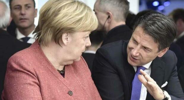 La Cancelliera tedesca Angela Merkel e il premier italiano Giuseppe Conte