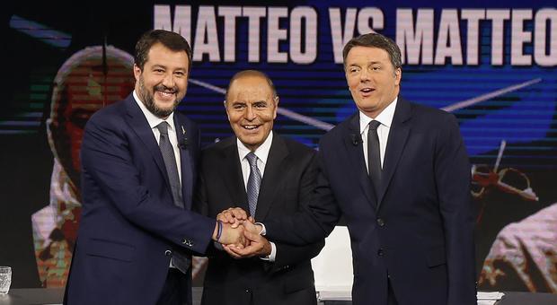 Matteo Renzi contro Salvini,lo scontro a Porta a Porta. Dall'immigrazione a quota 100, i due d'accordo solo nel bocciare Virginia Raggi