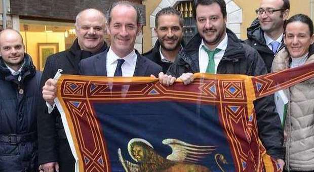 Zaia con Salvini alla presentazione del referendum