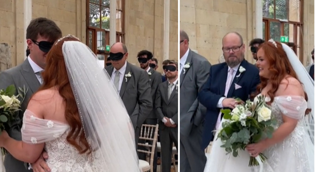 Sposa cieca, sposo e ospiti bendati al matrimonio: «Volevo capissero cosa vuol dire per me in questo giorno importante»