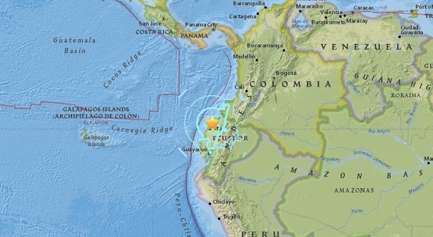 Forte scossa di terremoto in Ecuador: epicentro nel nord-ovest, magnitudo 6.4