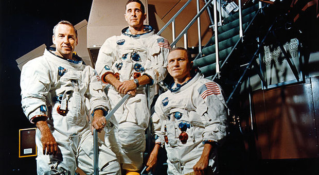 L'equipaggio dell'Apollo 8: James A. Lovell, Jr., William A. Anders e il comandante Frank Borman