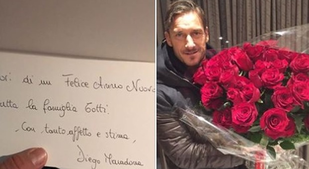 "Grazie mille Diego": Maradona manda le rose a Totti, lui risponde su Facebook -Guarda