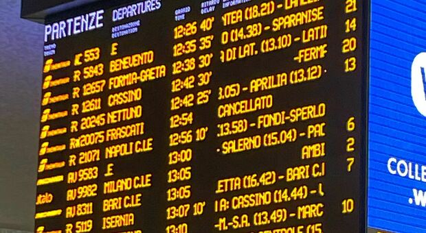Termini, treni in ritardo fino a 60 minuti: a Roma Casilina persone lanciano sassi sui binari
