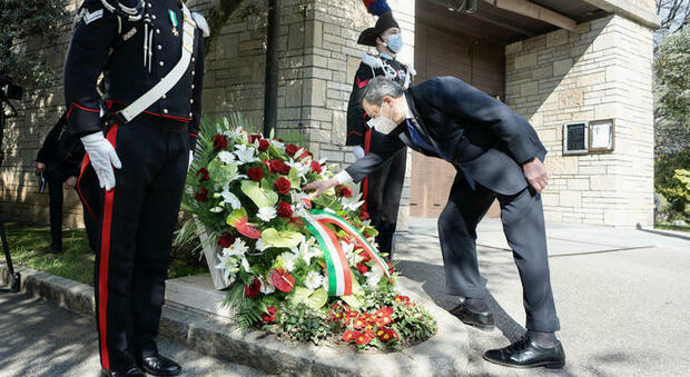Draghi a Bergamo Diretta: oggi è la prima Giornata nazionale in memoria delle vittime del Covid (Ansa)