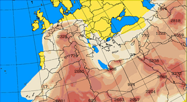 immagine Cielo giallo sull'Italia per la sabbia del Sahara: ecco quando (e le zone più colpite dalla nube)