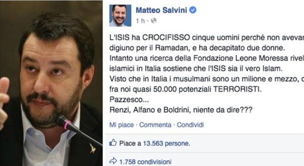 Isis, Salvini choc: "In Italia 50mila potenziali terroristi"