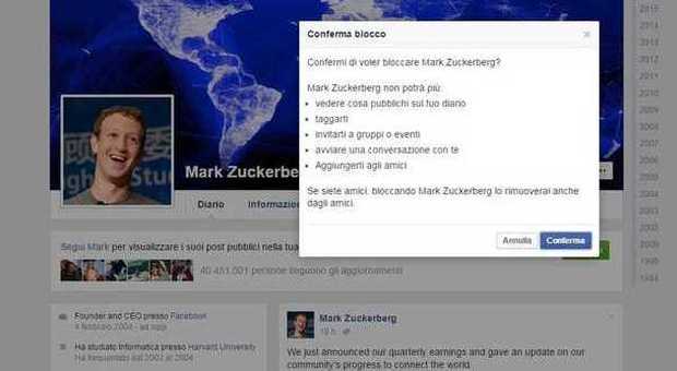 Cosa succede se si prova a bloccare Mark Zuckerberg su Facebook