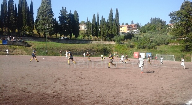 Una fase del match d'andata Real Gavignano-Poggio Bustone (foto Leti)