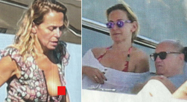 Barbara D'Urso hot, fuori di seno sullo yacht di De Laurentiis