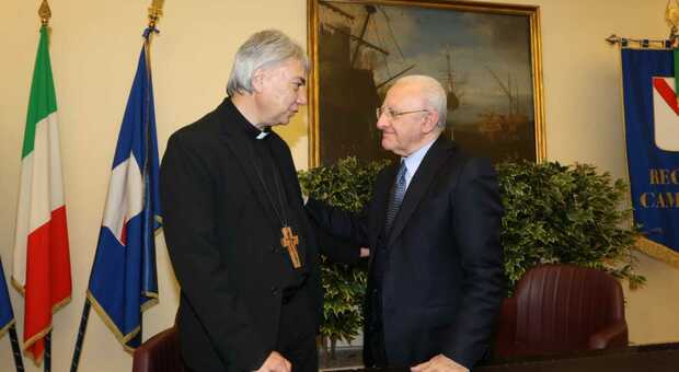 L'Arcivescovo di Napoli Domenico Battaglia e il Presidente della Regione Campania Vincenzo De Luca