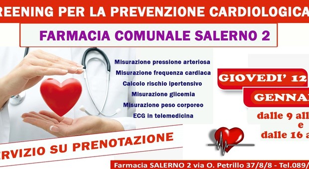 Prevenzione cardiologica, domani a Salerno check-up completo alla farmacia comunale