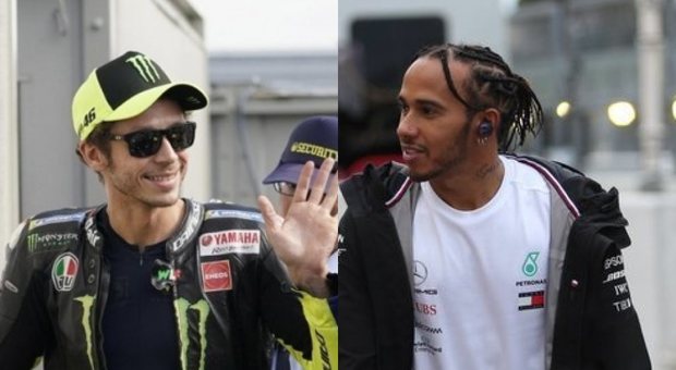 Pazza idea Rossi-Hamilton: Vale sulla Mercedes e Lewis in sella alla Yamaha